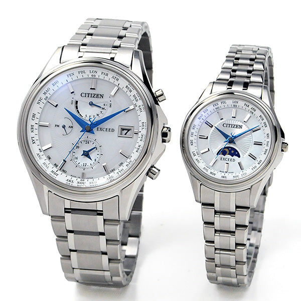 CITIZEN EXCEED ペアウォッチ AT9130-69W-EE1010-62W 440,0 メンズ レディース ペア 腕時計 シルバー 青針 チタン
