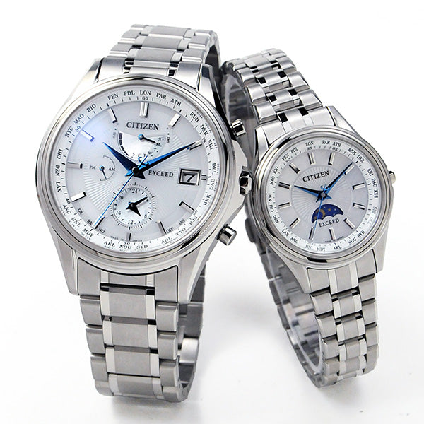 CITIZEN EXCEED ペアウォッチ AT9130-69W-EE1010-62W 440,0 メンズ レディース ペア 腕時計 シルバー 青針 チタン