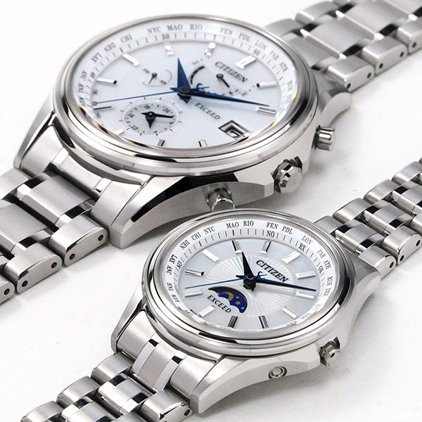 CITIZEN EXCEED ペアウォッチ AT9130-69W-EE1010-62W 440,0 メンズ レディース ペア 腕時計 シルバー 青針 チタン