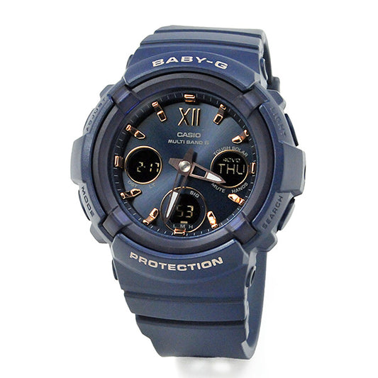 ギフト プレゼント  祝い 腕時計 g-shock レディース CASIO BABY-G カシオ 電波ソーラー 腕時計 ベビーG  BGA-2800-2AJF ネイビー gショック女子