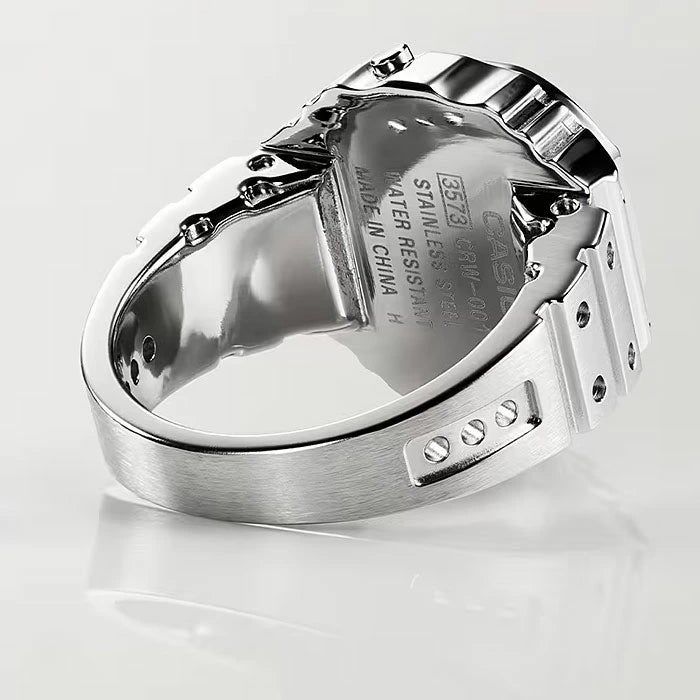 指輪サイズのリングウオッチ | CASIO RING WATCH | カシオ デジタル 時計 フルメタル | CRW-001-1JR 18000  指輪サイズ フルメタルデザイン シルバーカラー