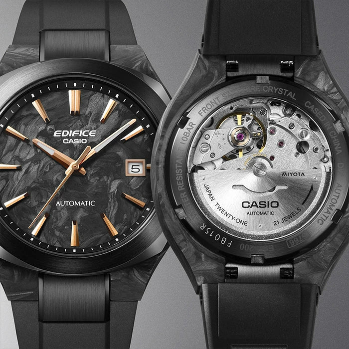 CASIO EDIFICE エディフィス EFK-200XPB-1AJF 68.0 2026年7月 CASIO AUTOMATIC 自動巻き メカニカル フォージドカーボン サファイアガラス シースルーバック 10気圧防水 メンズ 腕時計 国内正規品