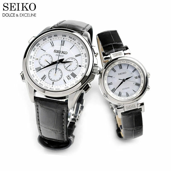 セイコー ドルチェ&エクセリーヌ ペアウォッチ レザーバンド 革ベルト ソーラー電波時計 腕時計 SEIKO SADA039-SWCW109 240,0   【ペア カップル ブランド ウォッチ】