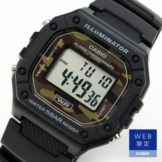 WEB限定モデル CASIO デジタル 迷彩柄 腕時計 メンズ  W-218H-5BJF 30 ネコポス配送 数量限定入荷 チープカシオ 5気圧防水 電池寿命7年 男女兼用