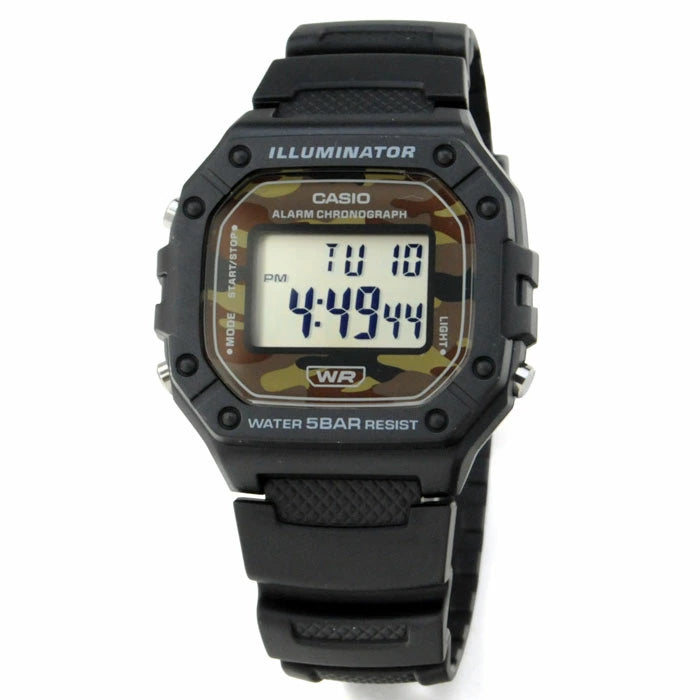 WEB限定モデル CASIO デジタル 迷彩柄 腕時計 メンズ  W-218H-5BJF 3,0 2025年2月 ネコポス配送 数量限定入荷 チープカシオ 5気圧防水 電池寿命7年 男女兼用