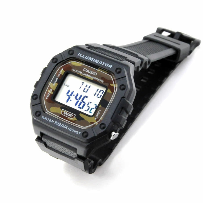 WEB限定モデル CASIO デジタル 迷彩柄 腕時計 メンズ  W-218H-5BJF 3,0 2025年2月 ネコポス配送 数量限定入荷 チープカシオ 5気圧防水 電池寿命7年 男女兼用