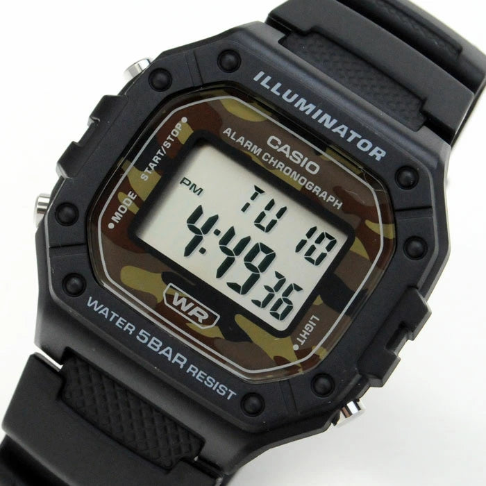 WEB限定モデル CASIO デジタル 迷彩柄 腕時計 メンズ  W-218H-5BJF 3,0 2025年2月 ネコポス配送 数量限定入荷 チープカシオ 5気圧防水 電池寿命7年 男女兼用