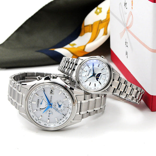 CITIZEN EXCEED ペアウォッチ AT9130-69W-EE1010-62W 440,0 メンズ レディース ペア 腕時計  シルバー 青針 チタン