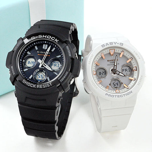 ペアウォッチ ジーショック Gショック/ベビーG 電波 ソーラー g-shock AWG-M100SB-2AJF & BGA-2500-7AJF 46,0