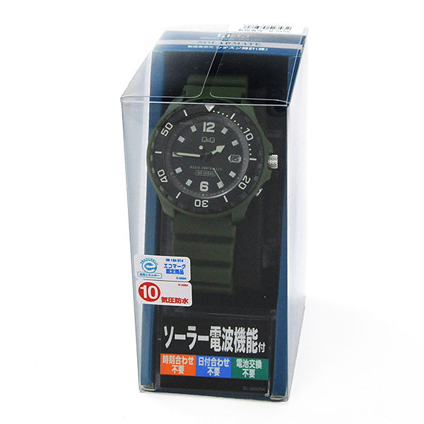 シチズン Q&Q  腕時計 アナログ ソーラー 電波 時計 10気圧防水 ウレタンベルト D02A-004VK グリーン QQ キューアンドキュー