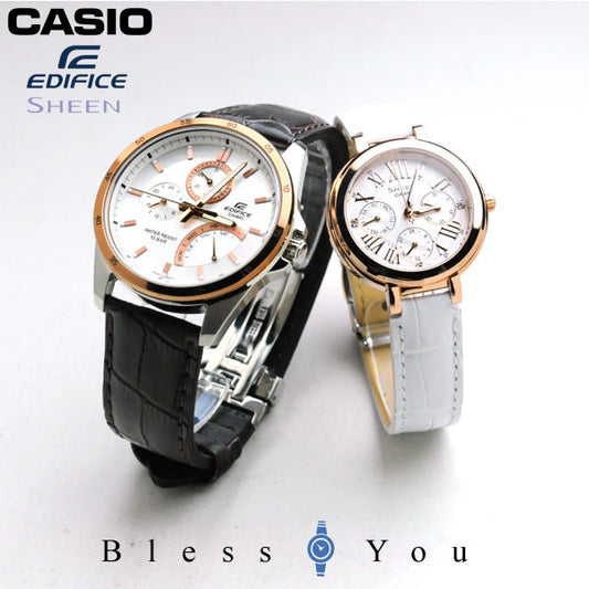 カシオ ペアウォッチ エディフィス&シーン EDIFICE&SHEEN EF-341LJ-7AJF-SHE-3034GLJ-7AJF 40,0 腕時計 レザーバンド仕様 限定入荷