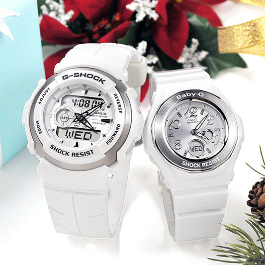 ふたりを結ぶ 二人の絆 ペアウォッチ gショック 腕時計 ペア G－SHOCKペア G-300LV-7AJF-BGA-100-7B3JF ジーショック ベビージー ホワイト 白