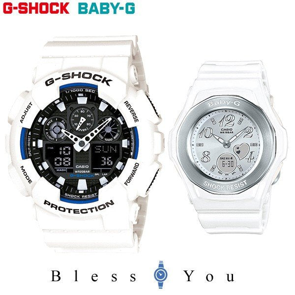 [腕時計 ペア] Gショック＆ベビーＧ ホワイト ペアウォッチ GA-100B-7AJF-BGA-100-7B 30,5 【ペア腕時計 ペア カップル ウォッチ ブランド ギフト】