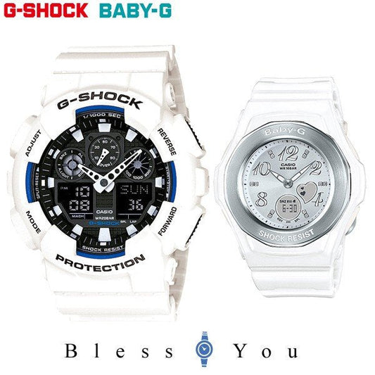 [腕時計 ペア] Gショック＆ベビーＧ ホワイト ペアウォッチ GA-100B-7AJF-BGA-100-7B 30,5 【ペア腕時計 ペア カップル ウォッチ ブランド ギフト】