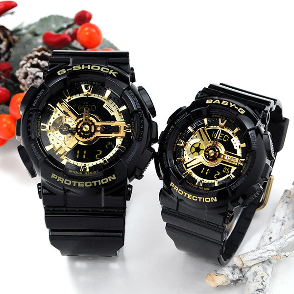 ジーショック ペアウォッチ GA-110GB-1AJF × BA-110X-1AJF 34,0 G－SHOCK 腕時計 ペア カップル ウォッチ Black × Gold ブラック ゴールド