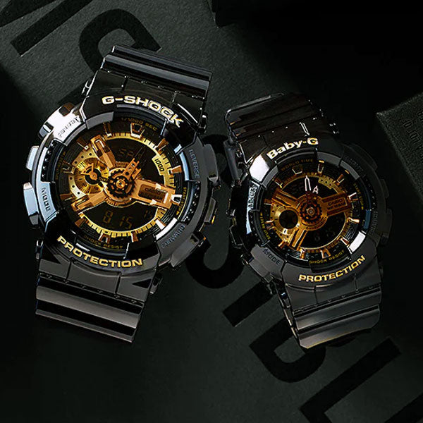 ジーショック ペアウォッチ GA-110GB-1AJF × BA-110X-1AJF 34,0 G－SHOCK 腕時計 ペア カップル ウォッチ Black × Gold ブラック ゴールド