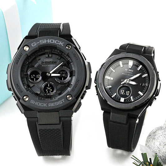 ペアウォッチ gショック 電波 ソーラー G-shock & Baby-G {black] GST-W300G-1A1JF-MSG-W200G-1A2JF 70,0 フルブラック