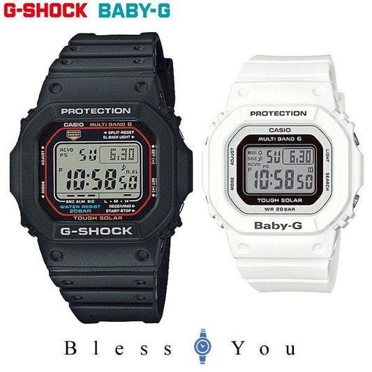 Gショック＆ベビーＧ ペアウォッチ デジタルbkwh ソーラー電波時計 GW-M5610-1JF and BGD-5000-7JF 38,0