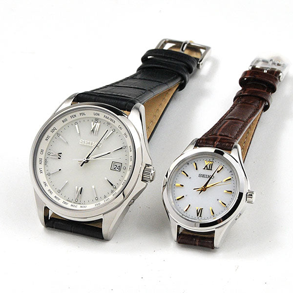 ペアウォッチ セイコー セレクション ソーラー電波時計 (Leather wh&wh) SEIKO SBTM295-SWFH115 83,0