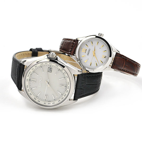 ペアウォッチ セイコー セレクション ソーラー電波時計 (Leather wh&wh) SEIKO SBTM295-SWFH115 83,0