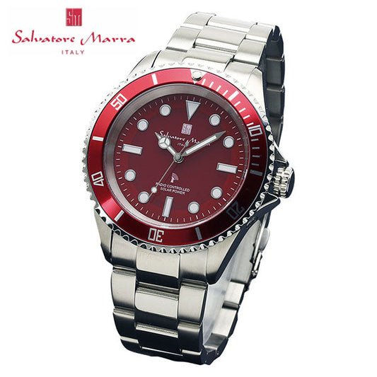 サルバトーレマーラ 電波 ソーラー SM16103-SSRD 38.0-12 SALVATORE MARRA  SKinter 10気圧防水 ダイバーズデザイン 腕時計 メンズ
